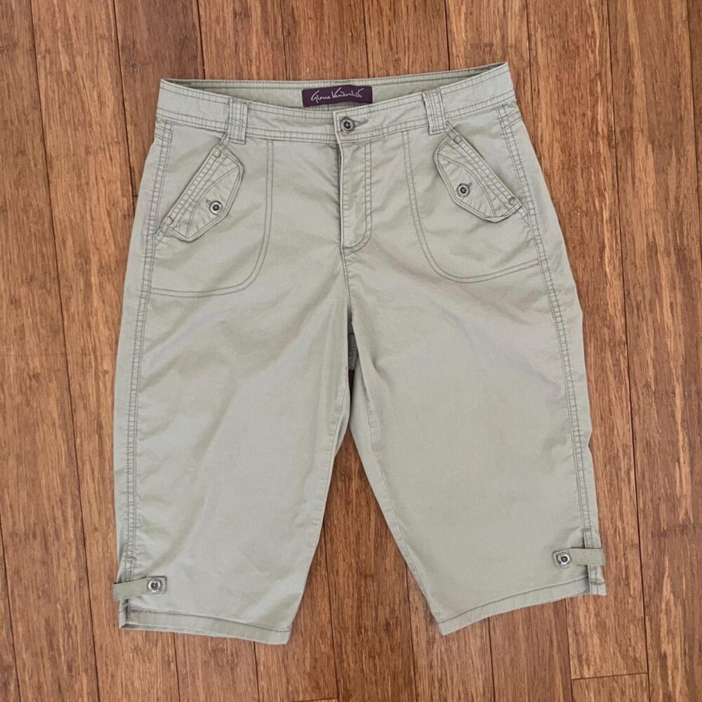 Gloria Vanderbilt Light Green Utility Capri Pants, Long Shorts